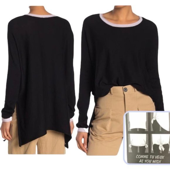 New Cloth by Design Convertible Tie Side Slit Sweater Black Purple Size XS - Picture 1 of 16